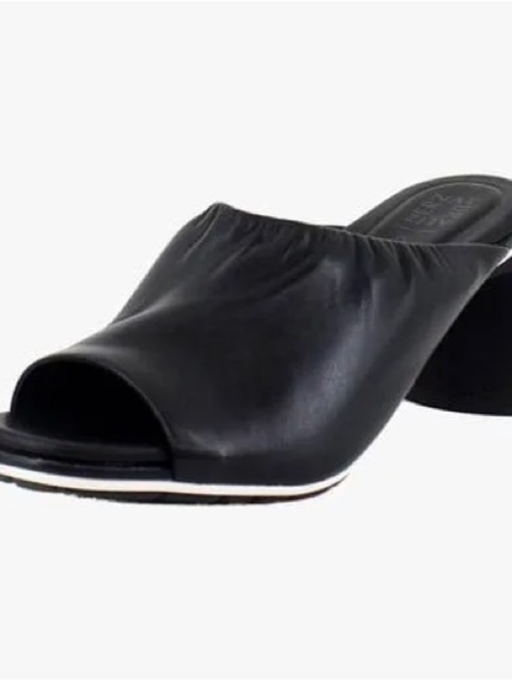 Naturalizer Gamechanger Black Leather Open-Toe Mule with Low Block Heel
